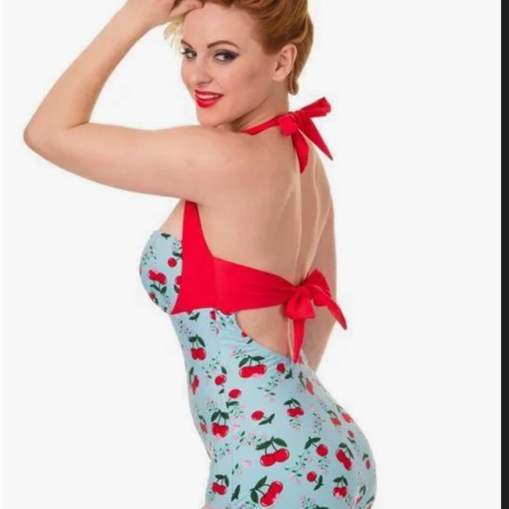 Bannned Apparel Retro Cherry Halter Top Swimsuit